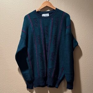 Vintage 100% wool Men's Teal Crewneck Bill Cosby Sweater